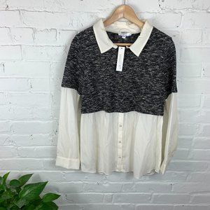 Drew Marled Knit Travis Layered Sweater Blouse L